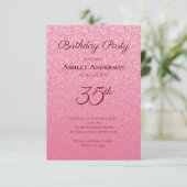 Rosa Glitzer Geburtstag Einladung (Stehend Vorderseite)