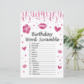 Rosa Glitzer Geburtstag Word Scramble Game (Stehend Vorderseite)