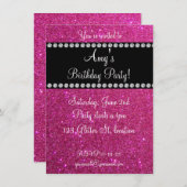 Rosa Glitzer Geburtstagseinladung Einladung (Vorne/Hinten)
