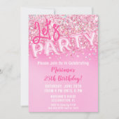 Rosa Glitzer Geburtstagsparty Einladung (Vorderseite)