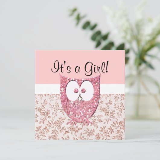 Rosa Glitzer-(gedruckt) Einladung (Stehend Vorderseite)