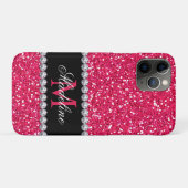 Rosa Glitzer, Gem, Mit Monogramm Case-Mate iPhone Hülle (Rückseite (Horizontal))