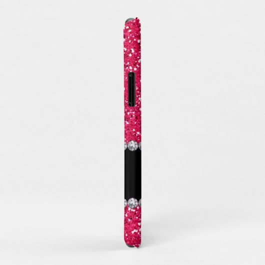 Rosa Glitzer, Gem, Mit Monogramm Case-Mate iPhone Hülle (Hinten/Rechts)