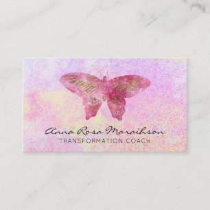 *~* Rosa Glitzer Gilde Pastel Fantasy Butterfly Visitenkarte