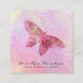 *~* Rosa Glitzer Gilded Butterfly Pastell Fantasy Quadratische Visitenkarte (Vorderseite)