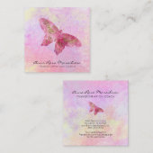 *~* Rosa Glitzer Gilded Butterfly Pastell Fantasy Quadratische Visitenkarte (Vorne/Hinten)
