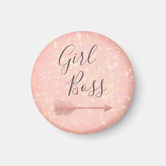 Rosa Glitzer Girl Boss Magnet