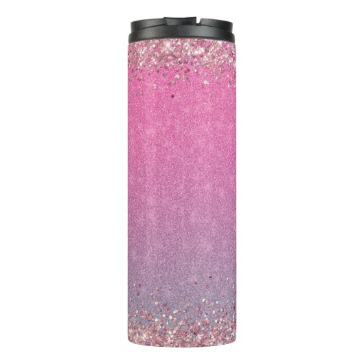 Rosa Glitzer Girl Boss Name Gebäude Imperium Thermosbecher (Rückseite)