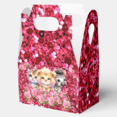 Rosa Glitzer GIrl's Baby Shower Wild Animals Geschenkschachtel (Geöffnet)