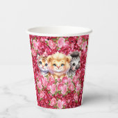 Rosa Glitzer GIrl's Baby Shower Wild Animals Pappbecher (Rückseite)