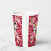 Rosa Glitzer GIrl's Baby Shower Wild Animals Pappbecher (Links)