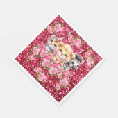 Rosa Glitzer GIrl's Baby Shower Wild Animals Serviette (Ecke)