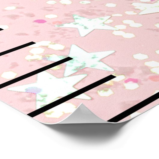 Rosa Glitzer Girls Personalisiert Wall Growth Char Poster (Ecke)