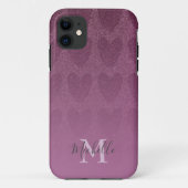 Rosa Glitzer Girly Monogram Case-Mate iPhone Hülle (Rückseite)