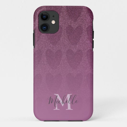 Rosa Glitzer Girly Monogram Case-Mate iPhone Hülle (Rückseite)