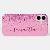 Rosa Glitzer Girly Signature Case-Mate iPhone Hülle (Rückseite (Horizontal))