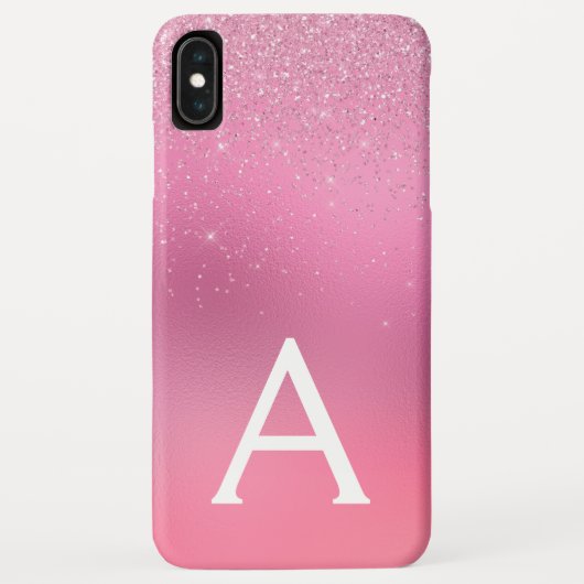 Rosa Glitzer Girly Sparkle Glitzer Monogram Case-Mate iPhone Hülle (Rückseite)