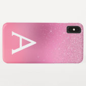 Rosa Glitzer Girly Sparkle Glitzer Monogram Case-Mate iPhone Hülle (Rückseite (Horizontal))