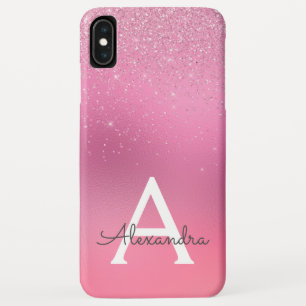 Rosa Glitzer Girly Sparkle Glitzer Monogram Case-Mate iPhone Hülle