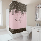 Rosa Glitzer Girly Sparky Personalisierter Name Duschvorhang (Beispiel)