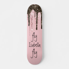 Rosa Glitzer Girly Sparky Personalisierter Name Skateboard