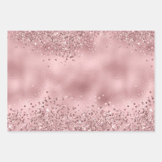 Rosa Glitzer Glam Bling trendy Stilvoll für sie Geschenkpapier Set (Vorderseite 3)