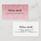 Rosa Glitzer Glam Makeup Artist Friseur Business Visitenkarte (Vorne/Hinten)