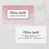 Rosa Glitzer Glam Makeup Artist Friseur Salon Visitenkarte (Vorne/Hinten)