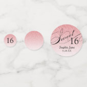 Rosa Glitzer Glam Personalisiert Sweet 16 Confetti Konfetti (Rückseiten)