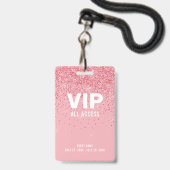 Rosa Glitzer Glam VIP All Access Pass Event ID Ausweis (Vorderseite mit Lanyard)
