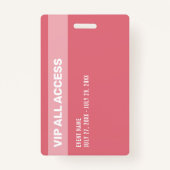 Rosa Glitzer Glam VIP All Access Pass Event ID Ausweis (Rückseite)