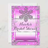 Rosa Glitzer Glam Winter Wonderland Schneeflocken Einladung (Rückseite)