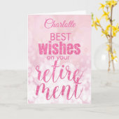 Rosa Glitzer Glamour Retirement wünscht Karte (Gelbe Blume)