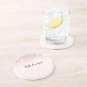 Rosa Glitzer glänzend Weißleopard drucken Getränkeuntersetzer (Seite)