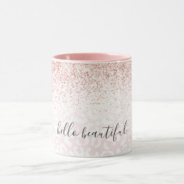 Rosa Glitzer glänzend Weißleopard drucken  Tasse