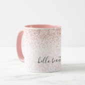 Rosa Glitzer glänzend Weißleopard drucken Tasse (Vorderseite Links)