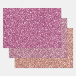 Rosa Glitzer Glitz Funkeln Geschenkpapier Set