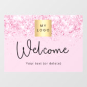 Rosa Glitzer Glitzern Firmenlogo willkommen Fensteraufkleber (Blatt)
