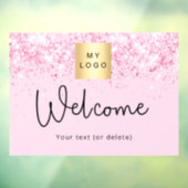 Rosa Glitzer Glitzern Firmenlogo willkommen Fensteraufkleber (Blatt 3)