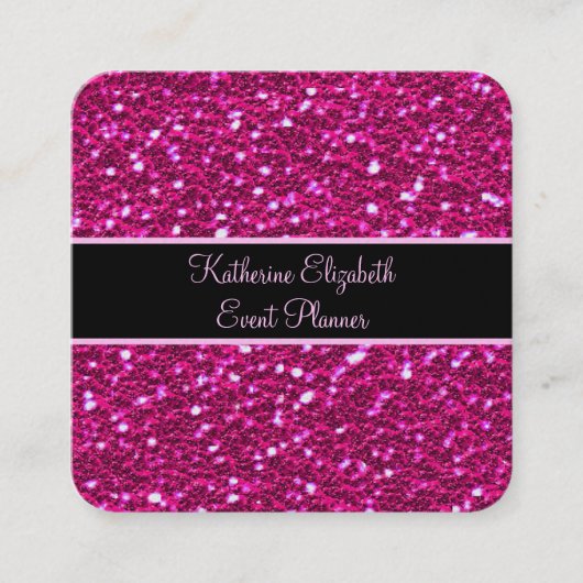 Rosa Glitzer Glitzern Girly Glam Quadratische Visitenkarte (Vorderseite)