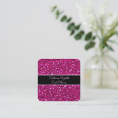 Rosa Glitzer Glitzern Girly Glam Quadratische Visitenkarte (Stehend Vorderseite)