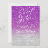 Rosa Glitzer Glitzern Ombre Sweet 16 Einladung (Vorderseite)