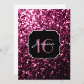 Rosa Glitzer Glitzern Sweet 16 Einladung (Vorne/Hinten)
