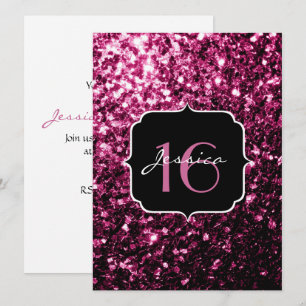 Rosa Glitzer Glitzern Sweet 16 Einladung