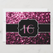 Rosa Glitzer Glitzern Sweet 16 Einladung (Vorderseite)