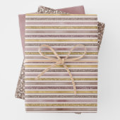 Rosa Glitzer Glitzy Stripes Geschenkpapier Set (Beispiel)