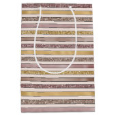 Rosa Glitzer Glitzy Stripes Mittlere Geschenktüte (Vorderseite)