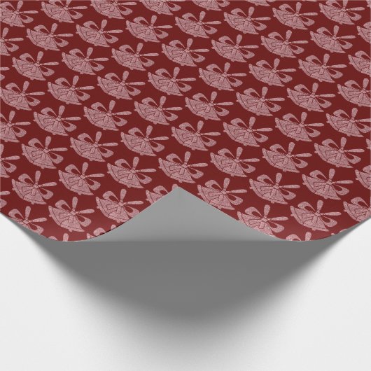 Rosa Glitzer Glocken auf dem Red Holiday Wrapping Geschenkpapier (Ecke)