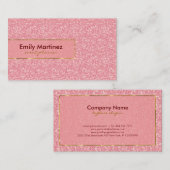 Rosa Glitzer Gold Akzente 2 Visitenkarte (Vorne/Hinten)