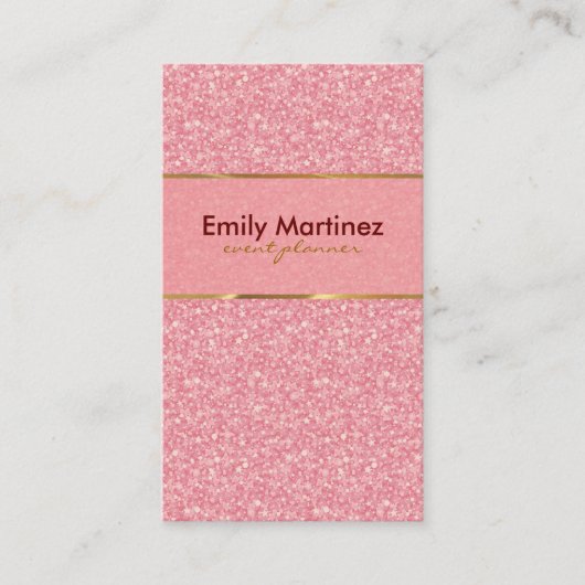 Rosa Glitzer Gold Akzente Visitenkarte (Vorderseite)